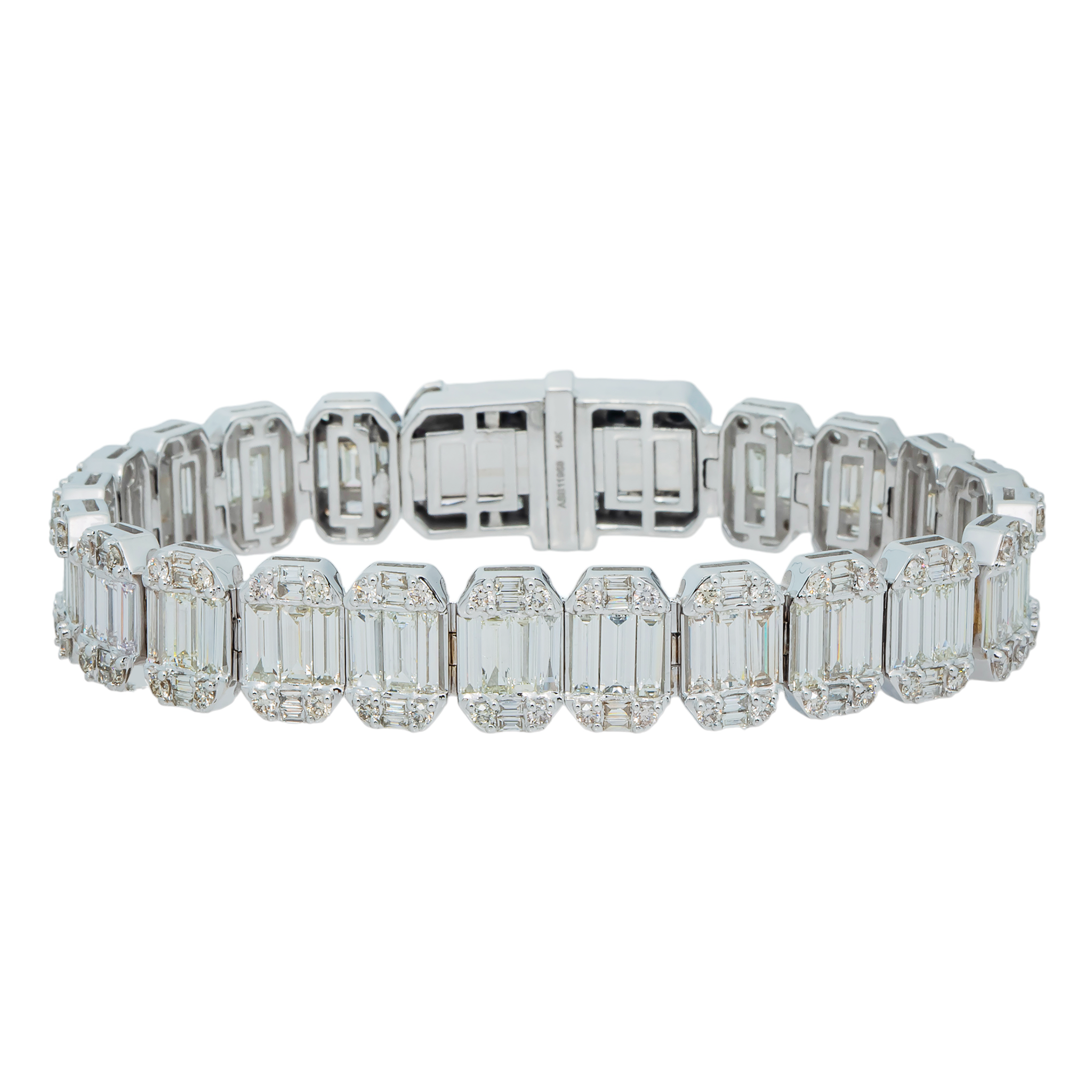 Diamond Baguette Bracelet, 14K White Gold 18.56ct view 2