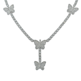 Diamond Butterfly Necklace, 10K White Gold 9.14ct