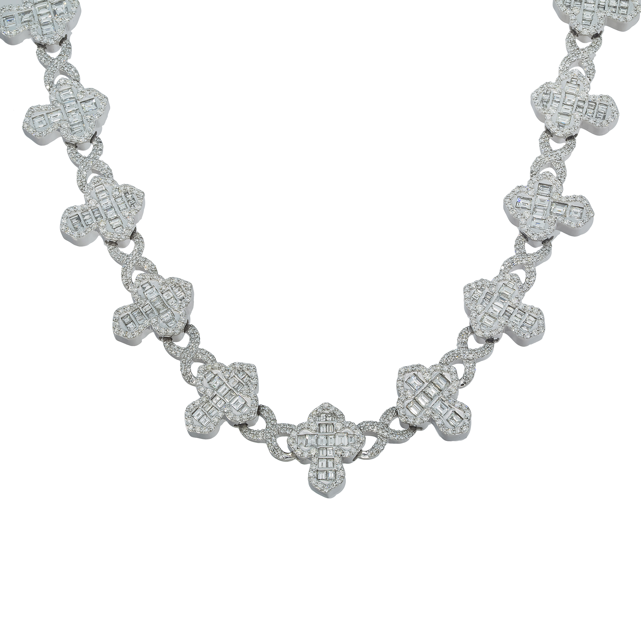 Infinity Diamond Cross Chain, 10K White Gold 30.07ct