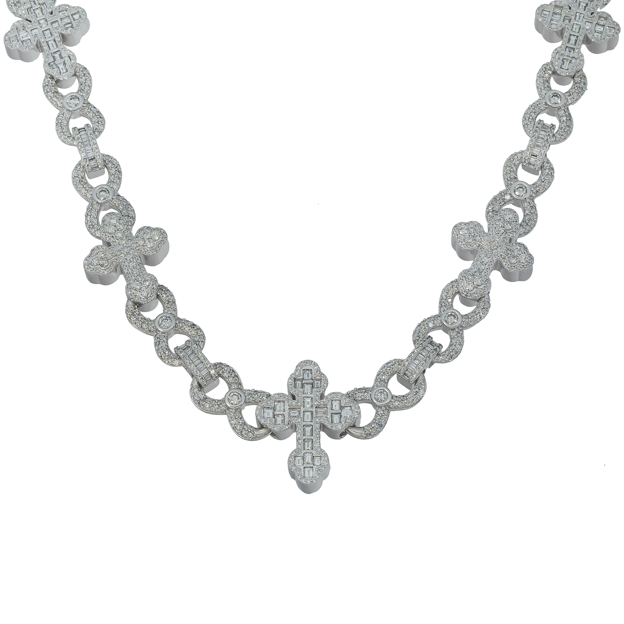 Infinity Diamond Cross Chain, 10K White Gold 22.74ct