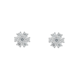 Flower Cluster Earrings, 14K White Gold 2.70ct