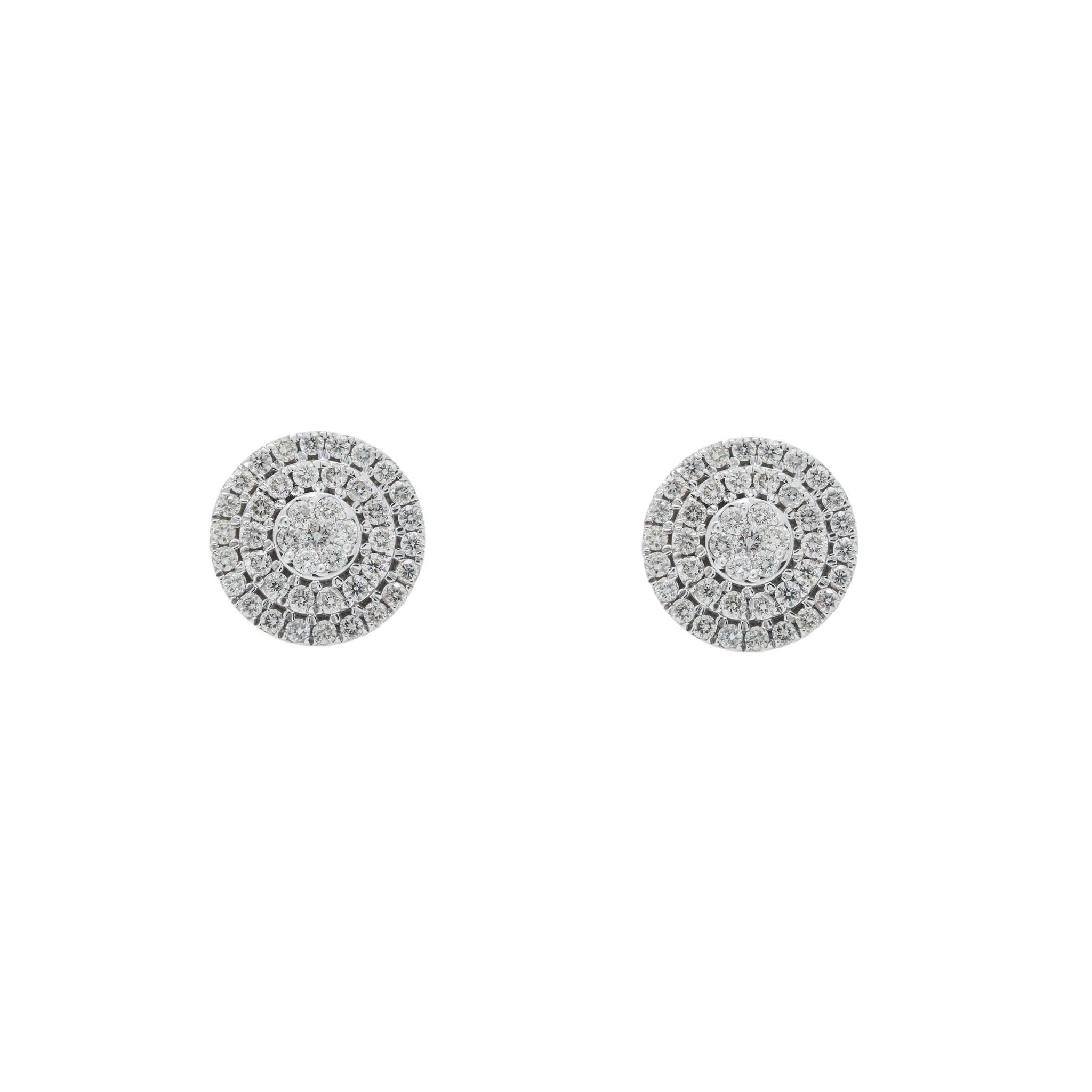 Diamond Cluster Earrings, 14K White Gold 1.00ct (2 of 4)