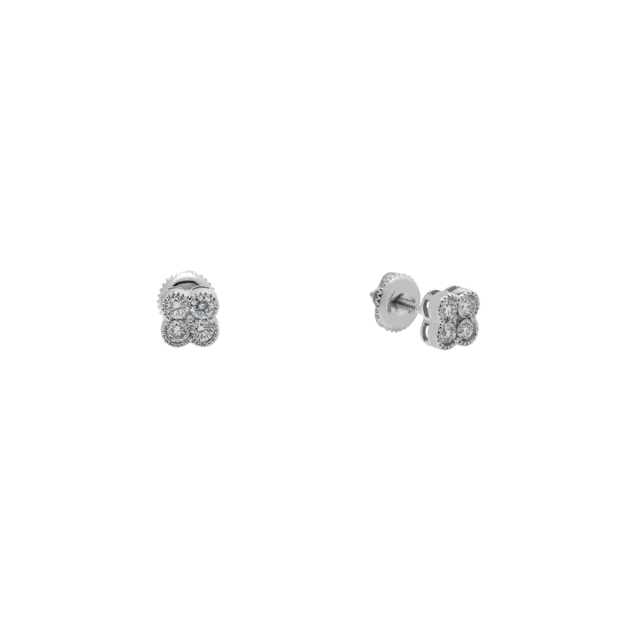 Diamond Clover Earrings, 14K White Gold 0.46ct