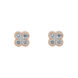 Diamond Clover Earrings, 14K Rose Gold 1.96ct