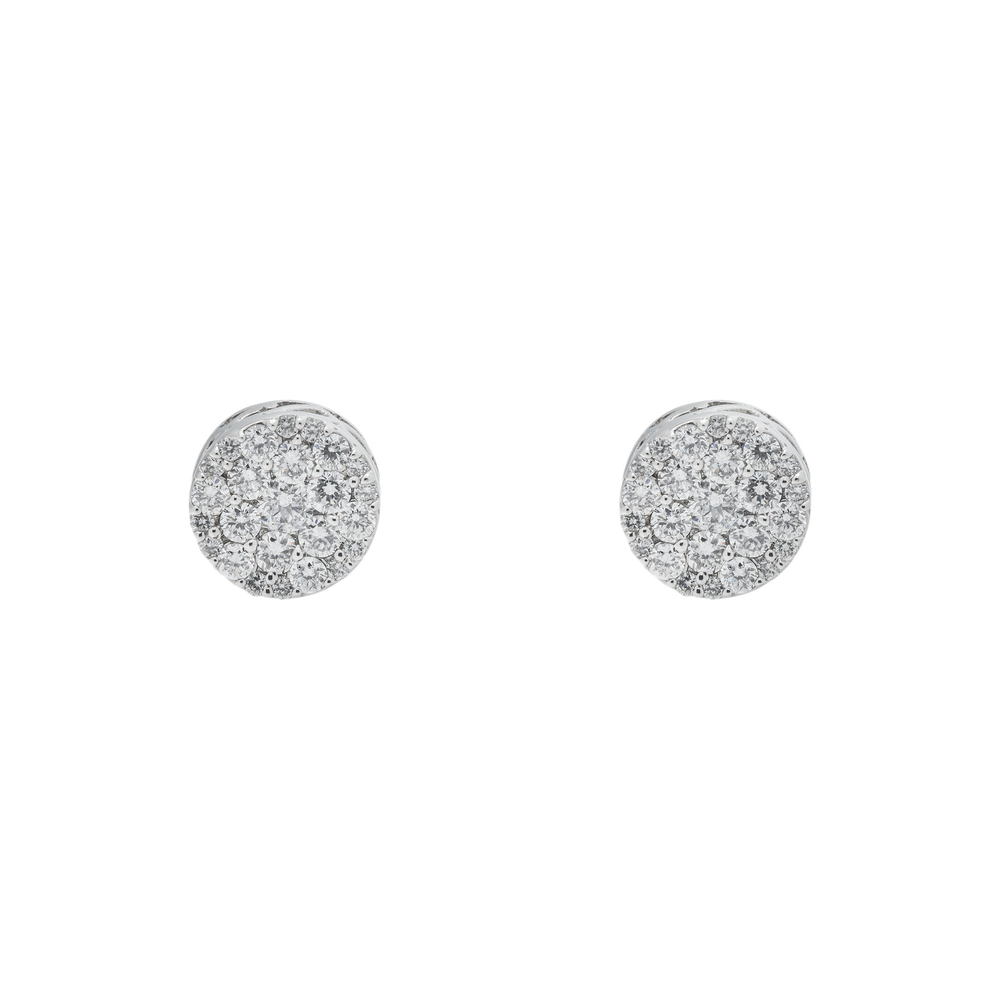 Diamond Cluster Earrings, 14K White Gold 1.00ct (1 of 4)