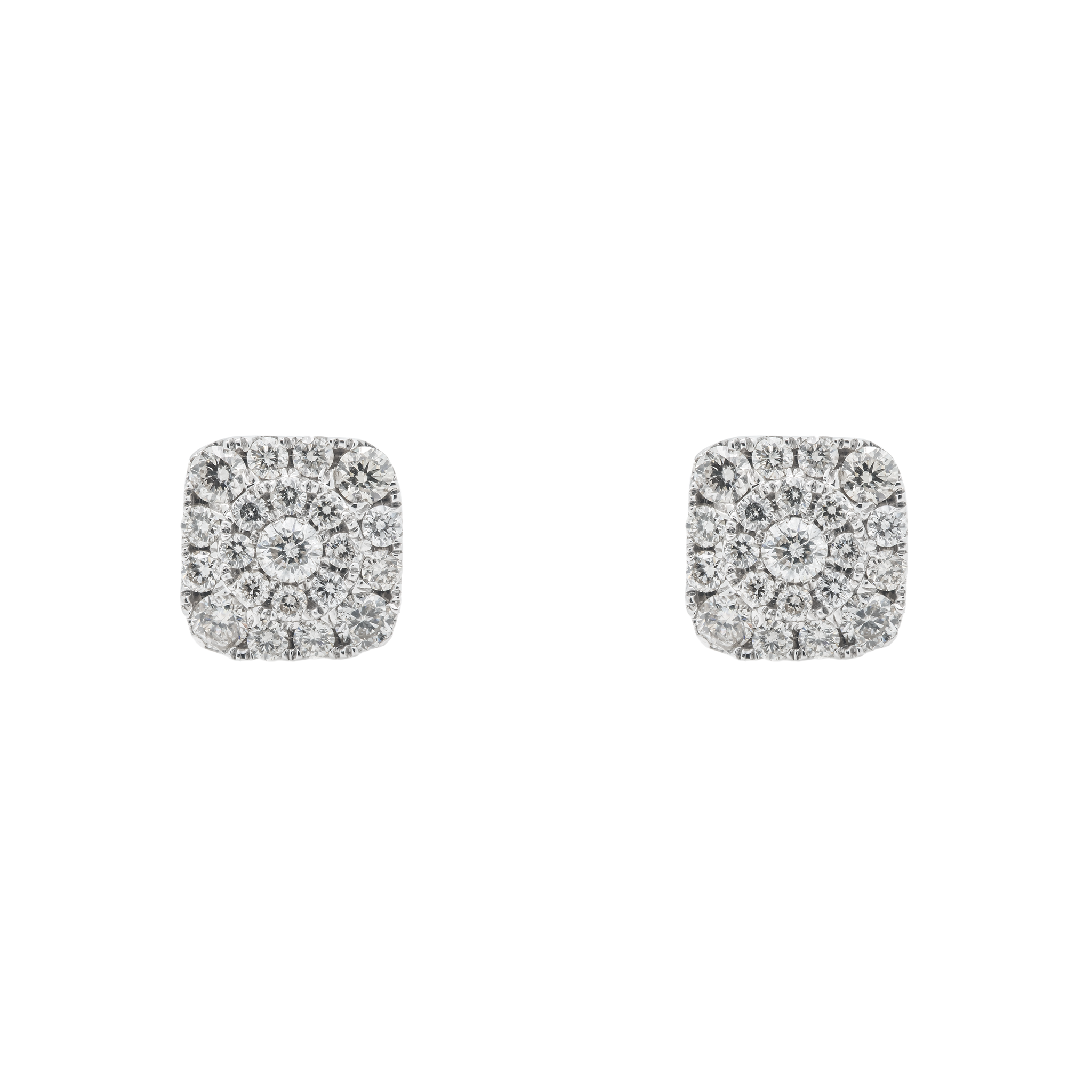 Diamond Square Earrings, 14K White Gold 1.45ct