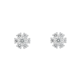 Flower Cluster Earrings, 14K White Gold 2.00ct