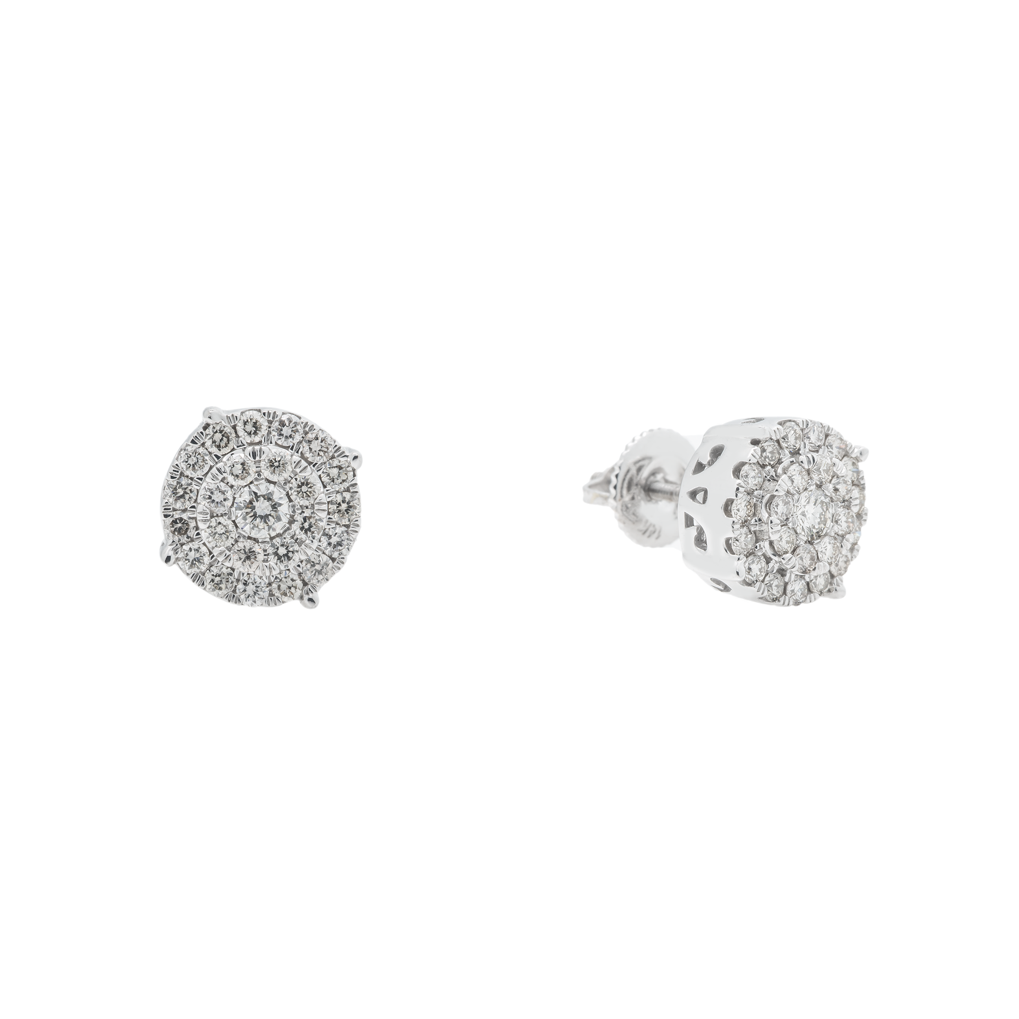 Diamond Cluster Earrings, 14K White Gold 1.00ct (4 of 4)