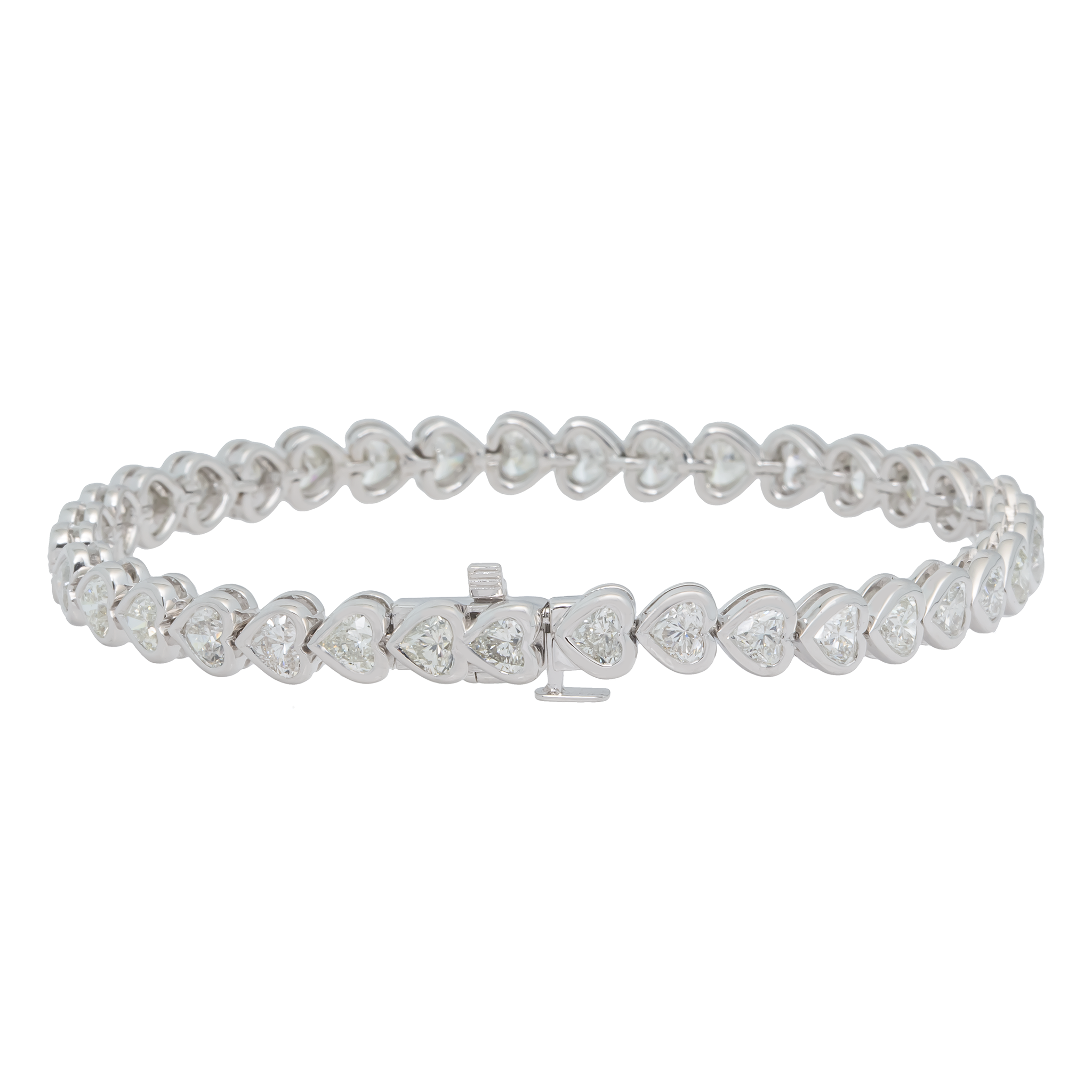 Diamond Heart Bracelet, 18K White Gold 8.75ct view 2
