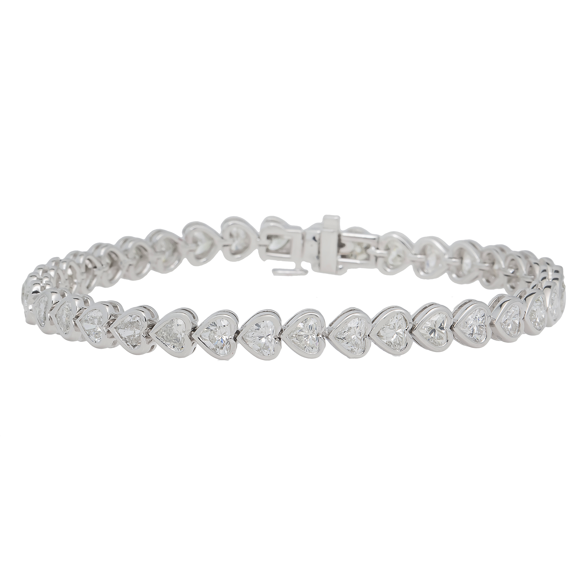 Diamond Heart Bracelet, 18K White Gold 8.75ct