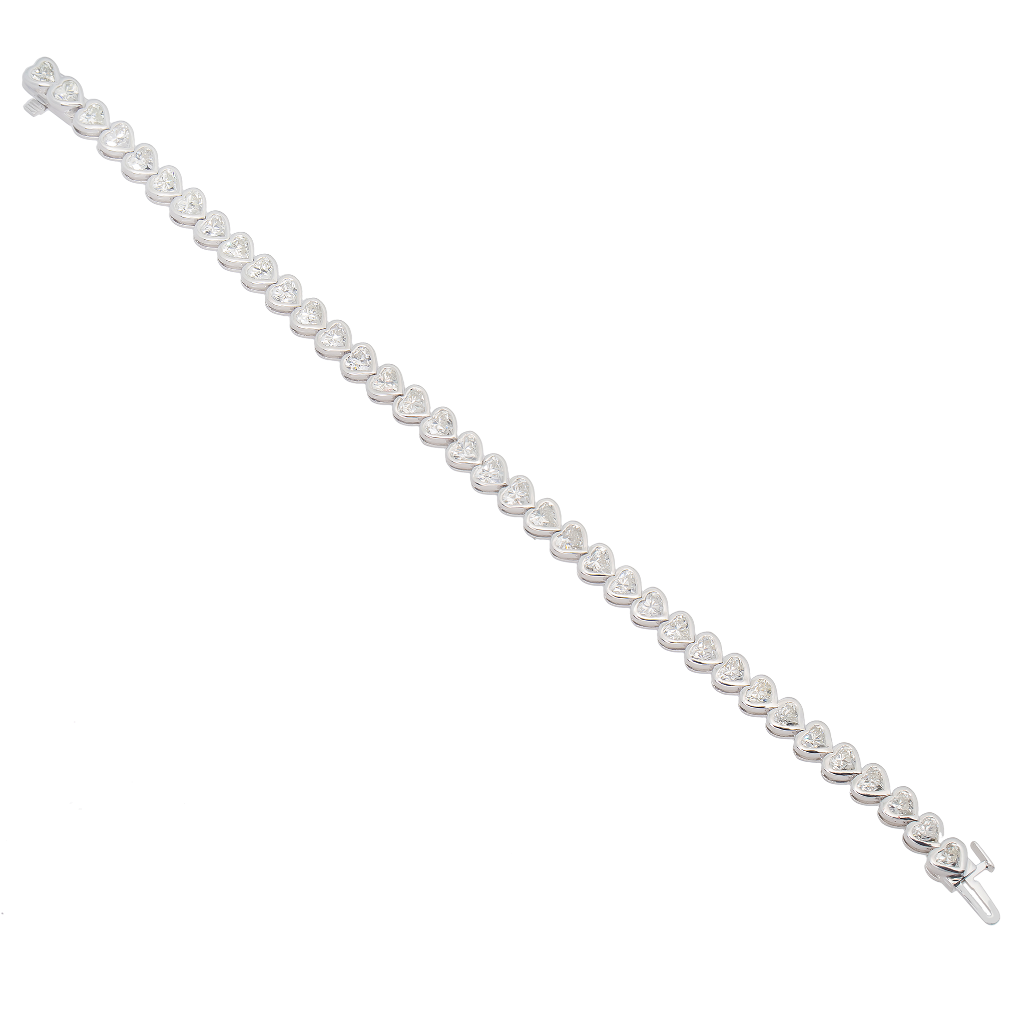Diamond Heart Bracelet, 18K White Gold 8.75ct view 3