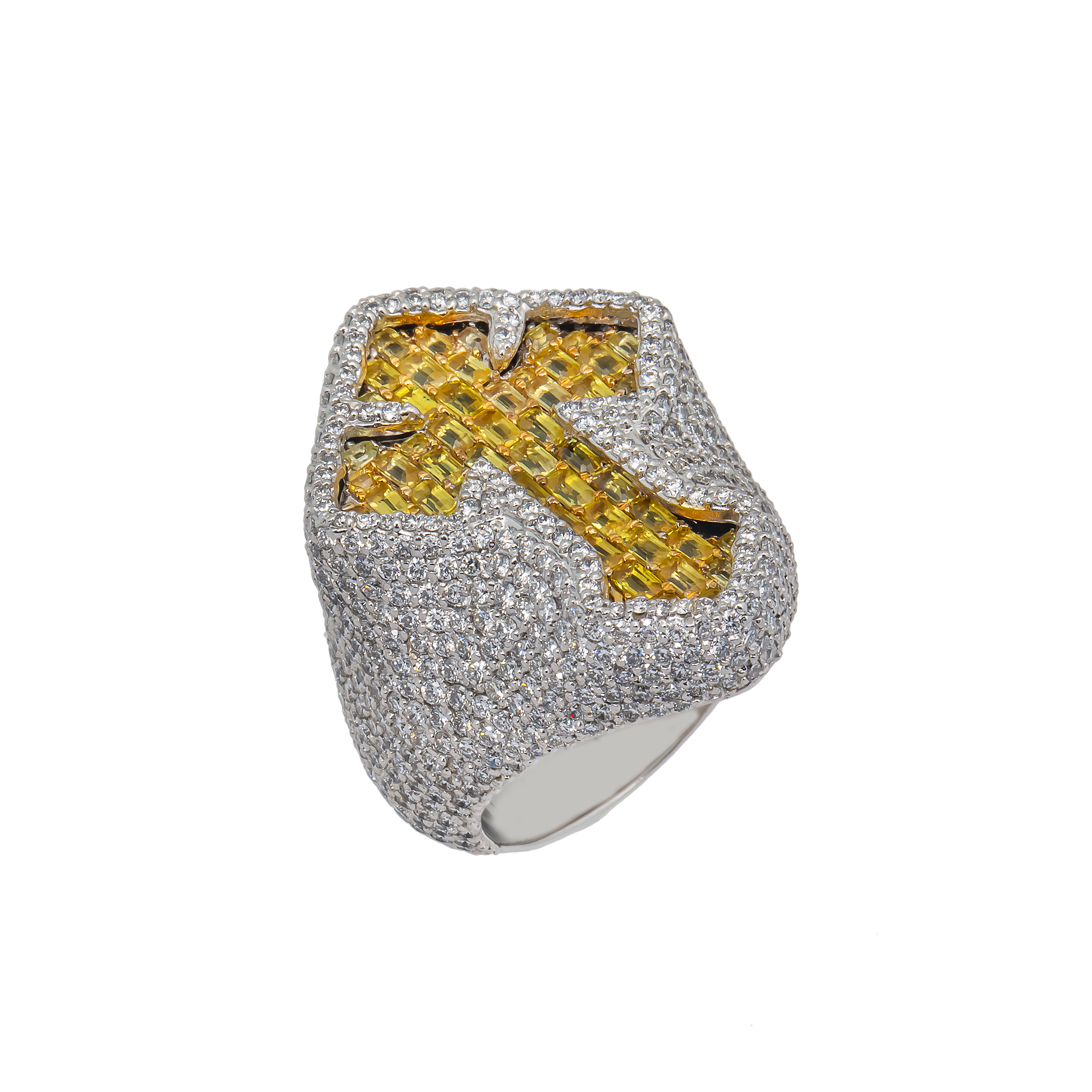 Diamond Cross Ring, 14K White Gold 5.85ct view 2