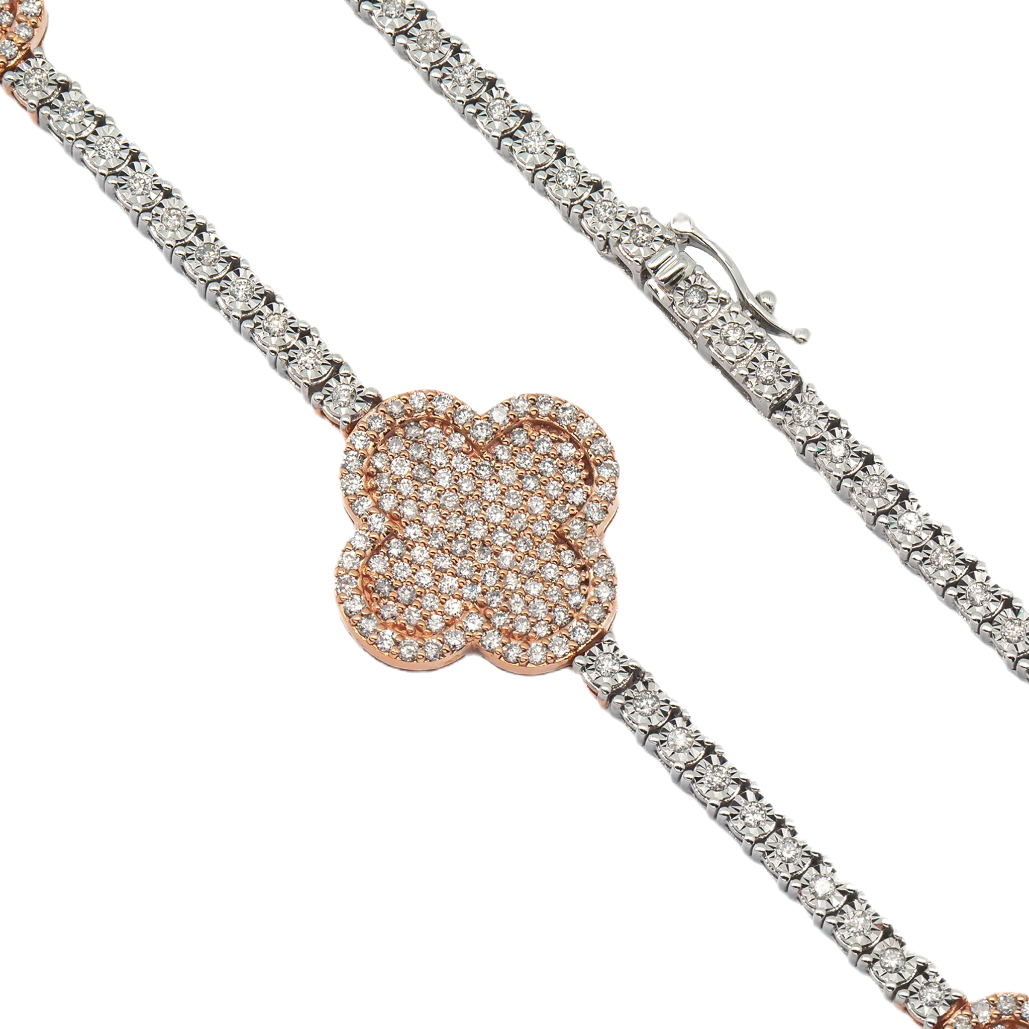 Clover Tennis Choker, 10K Rose Gold 3.55ct view 2