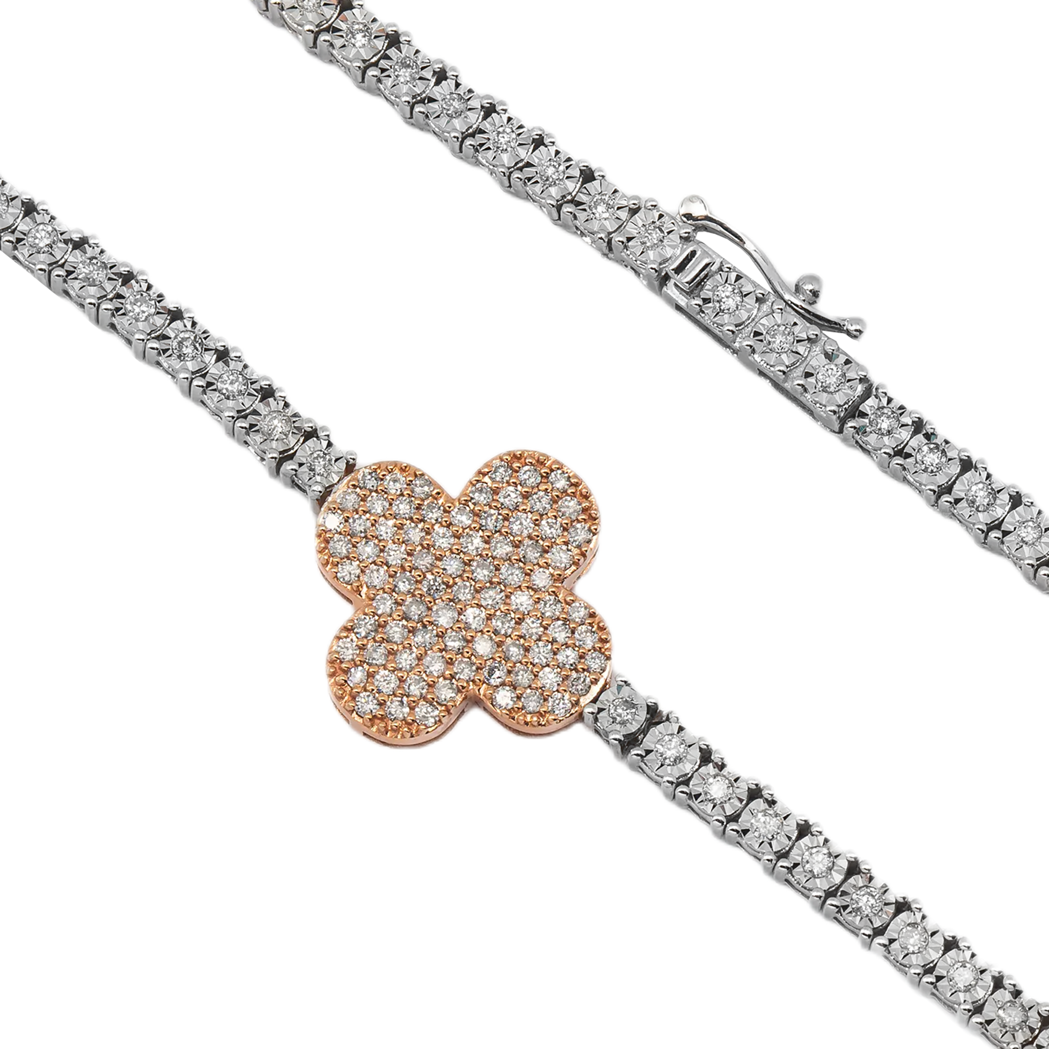 Clover Tennis Choker, 10K Rose Gold 3.35ct view 2