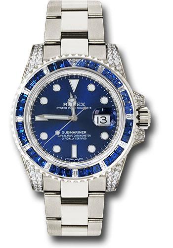 Rolex Submariner Date 40mm White Gold Blue Dial Sapphire Diamond Bezel Oyster Bracelet – 116659SABR