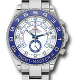 Rolex Yacht-Master II 44 Steel Matt White Dial Blue Hands Blue Cerachrom Command Bezel Oyster Bracelet – 116680B
