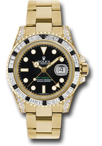 Rolex GMT-Master II 40mm Yellow Gold Black Dial Diamond Black Sapphire Bezel Oyster Bracelet – 116758SANR