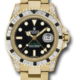 Rolex GMT-Master II 40mm Yellow Gold Black Dial Diamond Black Sapphire Bezel Oyster Bracelet – 116758SANR