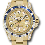 Rolex GMT-Master II 40mm Yellow Gold Pavé Diamond Dial Diamond Blue Sapphire Bezel Oyster Bracelet – 116758SA