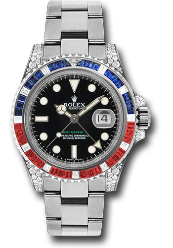 Rolex GMT-Master II 40mm White Gold Black Dial Sapphire Ruby Diamond Bezel Oyster Bracelet – 116759SARU