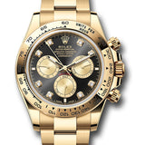 Rolex Cosmograph Daytona Black and Golden Diamond Dial Yellow Gold Oyster Bracelet – 126508