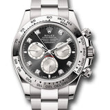 Rolex Cosmograph Daytona Black and Steel Diamond Dial White Gold Oyster Bracelet – 126509