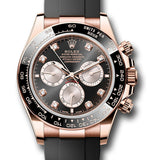 Rolex Cosmograph Daytona Black and Sundust Diamond Dial Everose Gold Black Cerachrom Bezel Oysterflex – 126515LN