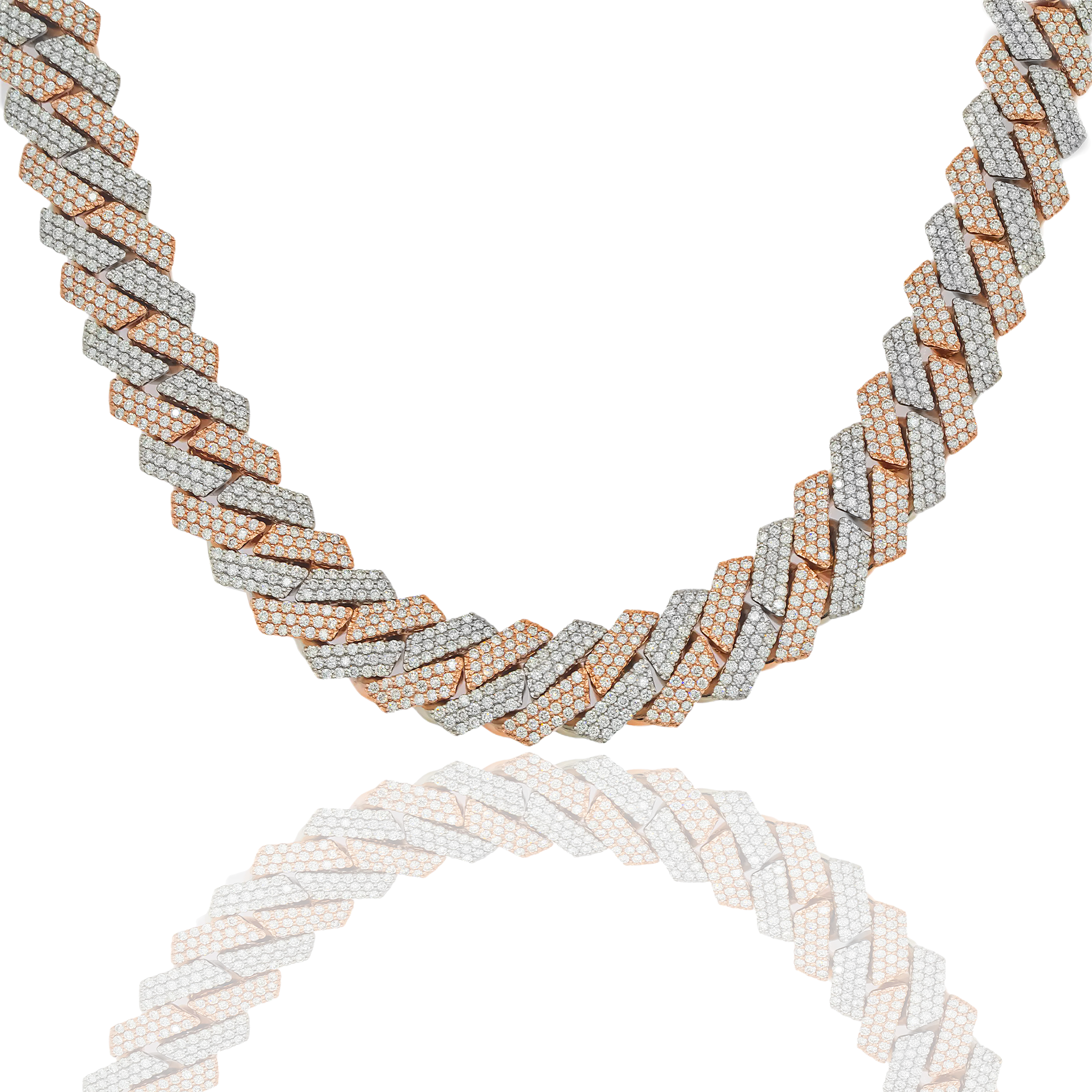 Diamond Cuban Chain, 14K Rose Gold 65.00ct