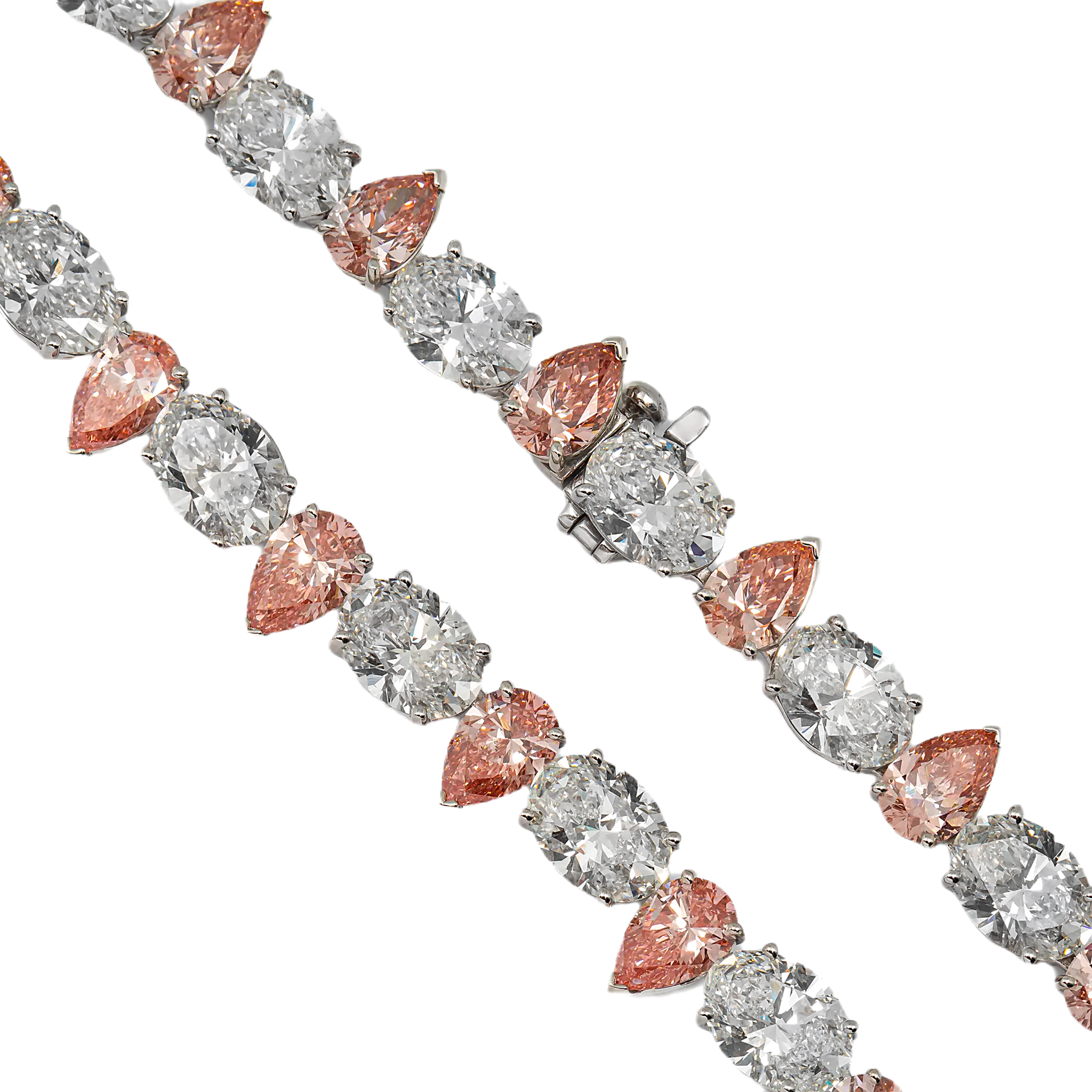 Diamond Tennis Necklace, 14K White Gold 108.93ct view 2