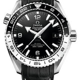 Omega Seamaster Planet Ocean 600M GMT 43.5mm Steel Black Ceramic Dial Leather Strap – 215.33.44.22.01.001