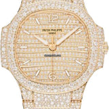 Patek Philippe Nautilus 35.2mm Rose Gold Diamond-Paved Dial Diamond Bezel Rose Gold Bracelet – 7118/1450R-001