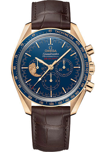 Omega Speedmaster Moonwatch Apollo XVII 45th Anniversary Limited Edition 42mm Yellow Gold Blue Ceramic Dial Leather Strap – 311.63.42.30.03.001