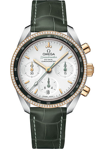 Omega Speedmaster 38 Co-Axial Chronograph 38mm Steel and Yellow Gold Silvery Dial Dual Diamond Bezel – 324.28.38.50.02.001