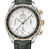 Omega Speedmaster 38 Co-Axial Chronograph 38mm Steel and Yellow Gold Silvery Dial Dual Diamond Bezel – 324.28.38.50.02.001