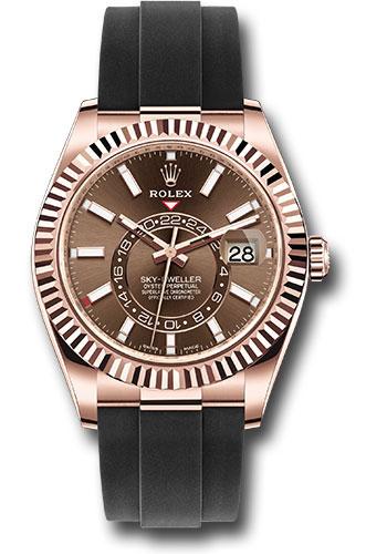 Rolex Sky-Dweller 42mm Everose Gold Chocolate Index Dial Fluted Bezel Oysterflex Bracelet – 326235CHOI
