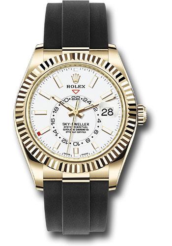 Rolex Sky-Dweller 42mm Yellow Gold White Index Dial Fluted Bezel Oysterflex Bracelet – 326238WI