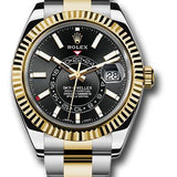 Rolex Sky-Dweller 42mm Yellow Rolesor Black Index Dial Fluted Bezel Oyster Bracelet – 326933BK
