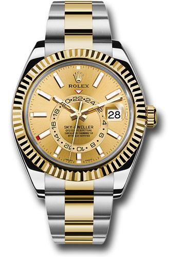 Rolex Sky-Dweller 42mm Yellow Rolesor Champagne Index Dial Fluted Bezel Oyster Bracelet – 326933CH