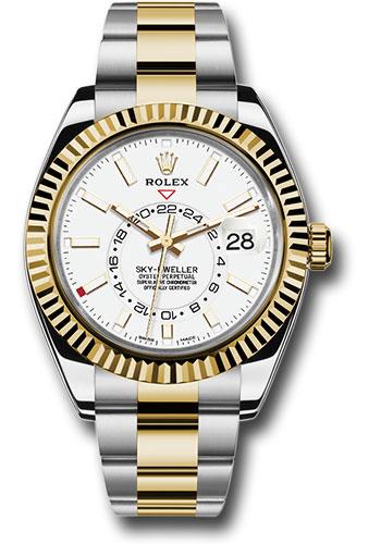 Rolex Sky-Dweller 42mm Yellow Rolesor White Index Dial Fluted Bezel Oyster Bracelet – 326933WH