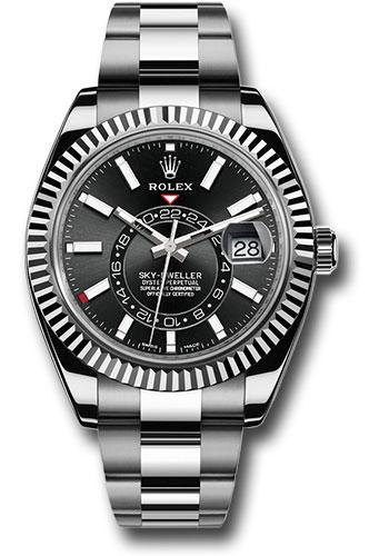 Rolex Sky-Dweller 42mm White Rolesor Black Index Dial Fluted Bezel Oyster Bracelet – 326934BK