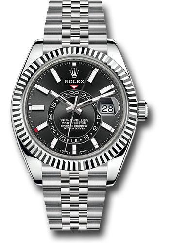 Rolex Sky-Dweller 42mm White Rolesor Black Index Dial Fluted Bezel Jubilee Bracelet – 326934BKIJ