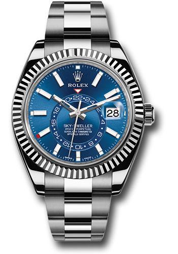 Rolex Sky-Dweller 42mm White Rolesor Blue Index Dial Fluted Bezel Oyster Bracelet – 326934BL