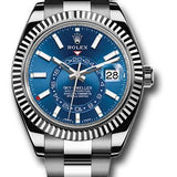 Rolex Sky-Dweller 42mm White Rolesor Blue Index Dial Fluted Bezel Oyster Bracelet – 326934BL