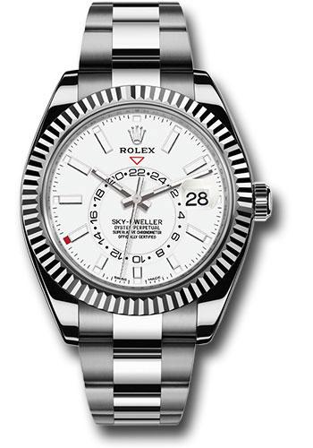 Rolex Sky-Dweller 42mm White Rolesor White Index Dial Fluted Bezel Oyster Bracelet – 326934W