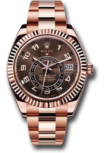 Rolex Sky-Dweller 42mm Everose Gold Chocolate Sunray Arabic Dial Ring Command Bezel Oyster Bracelet – 326935CHO