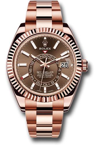Rolex Sky-Dweller 42mm Everose Gold Chocolate Sunray Index Dial Ring Command Bezel Oyster Bracelet – 326935CHOI