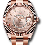 Rolex Sky-Dweller 42mm Everose Gold Sundust Sunray Roman Dial Ring Command Bezel Oyster Bracelet – 326935SU