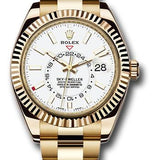 Rolex Sky-Dweller 42mm Yellow Gold White Index Dial Fluted Bezel Oyster Bracelet – 326938W