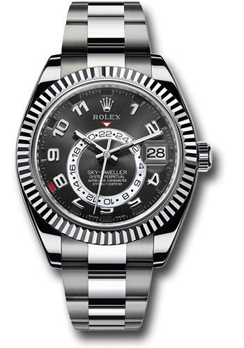 Rolex Sky-Dweller 42mm White Gold Black Arabic Dial Fluted Bezel Oyster Bracelet – 326939BK