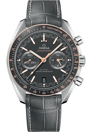 Omega Speedmaster Racing Master Chronograph 44.25mm Steel Matt Grey Dial Sedna Gold Bezel Leather Strap – 329.23.44.51.06.001